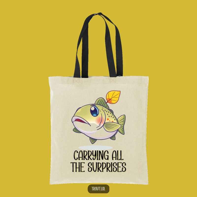 Funny Surprised Trout Tote Bag - Carry Your Laughs Everywhere