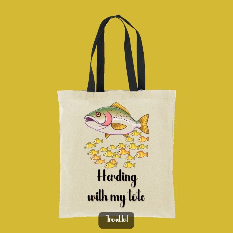 Funny Nudging Trout Tote Bag: Carry Your Playful Catch!