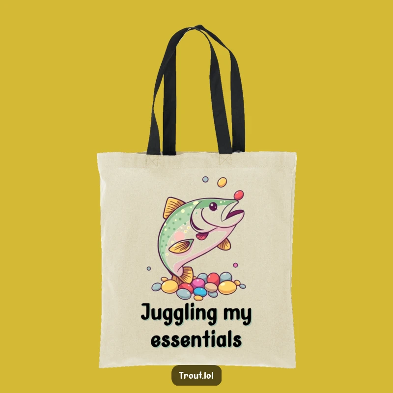 Funny Trout Juggling Tote Bag: Carry Your Talents in Style