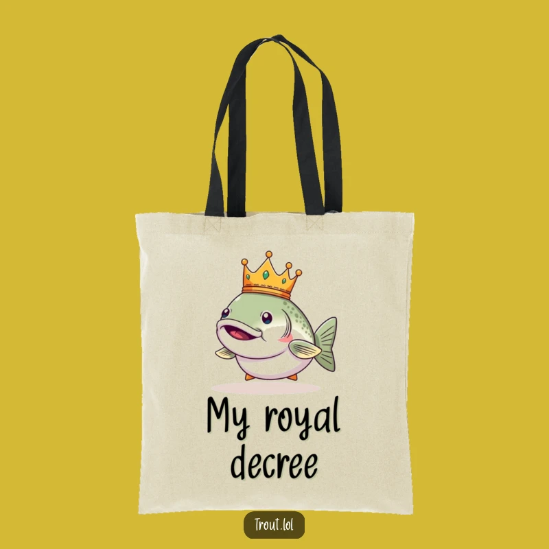 Funny Regal Trout Crown Tote Bag - Smug Carryall Gift