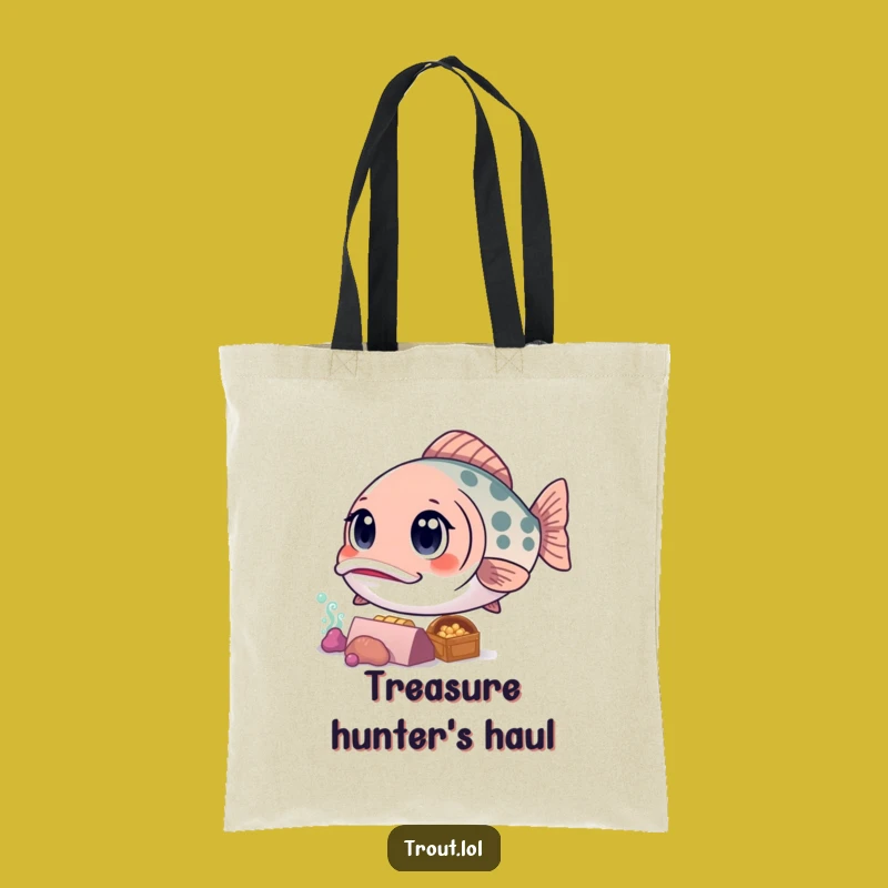 Funny Kawaii Trout Tote Bag: Treasure Seeker, Perfect Eco-Friendly Gift